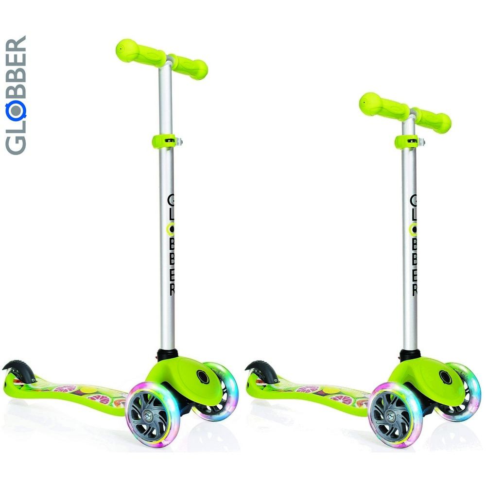 Самокат Y-SCOO Globber Primo Fantasy с 3 светящимися колесами Fruitiness Lime green  